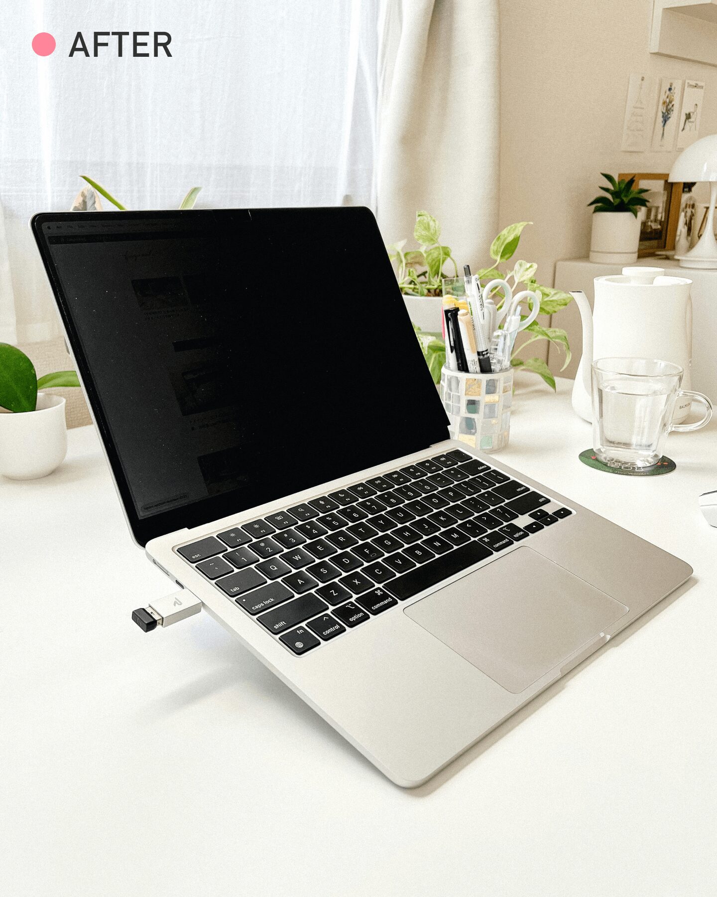 のぞき見防止フィルター使用中のMacBook Air