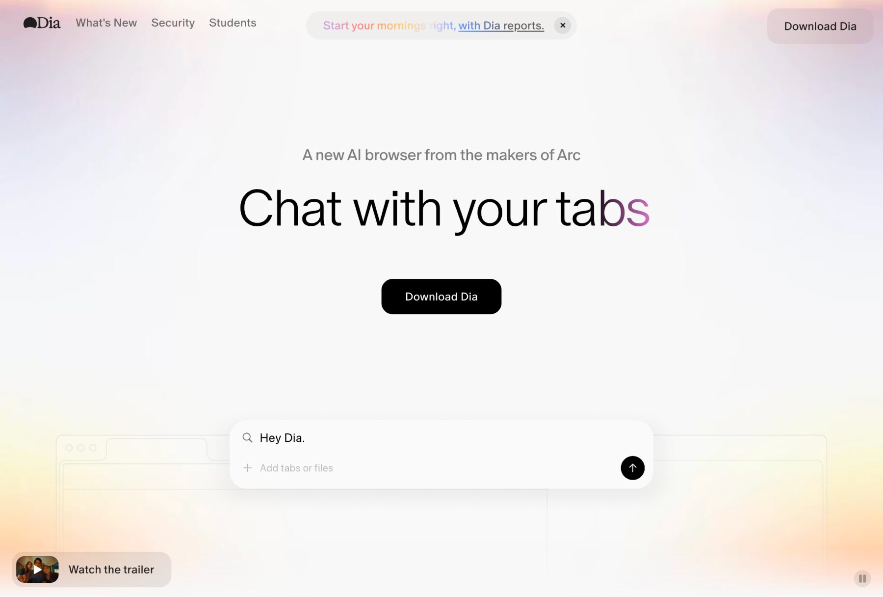 Dia Browser公式サイトのトップページ